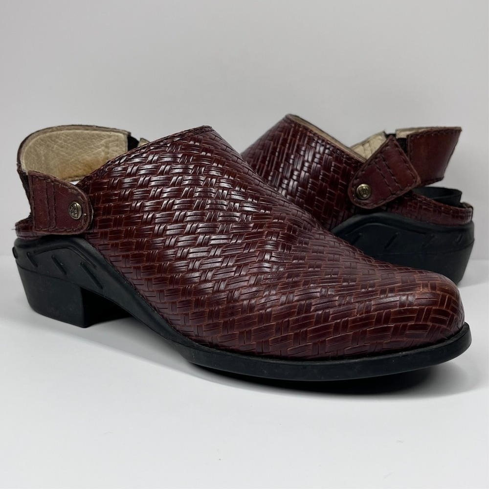 Ariat Woven Brown Leather Slides Mules Strap Women's 5.5B 94024 Cowgirl Western